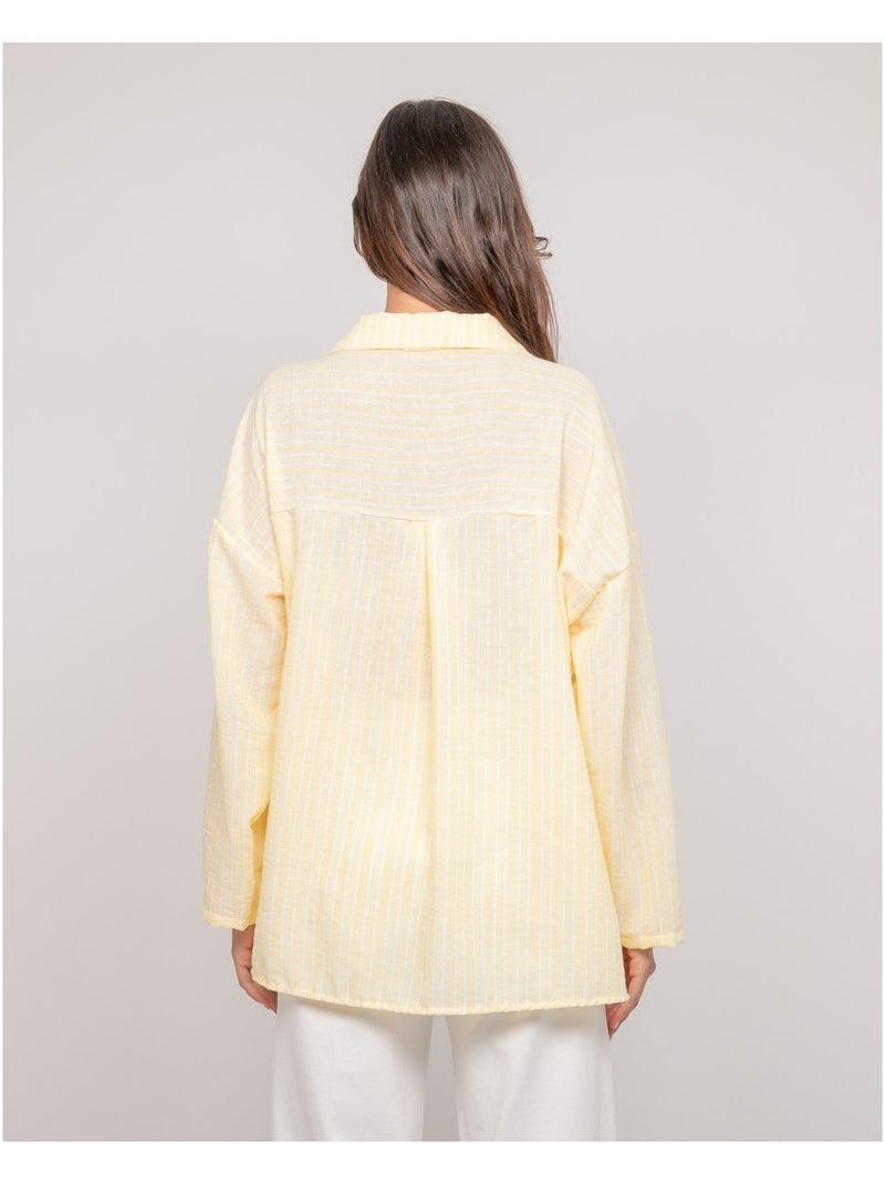Chemise rayures OMANE Jaune - Kiabi