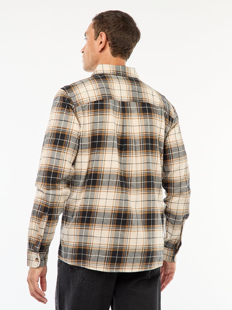 Chemise regular à carreaux Beige - Kiabi
