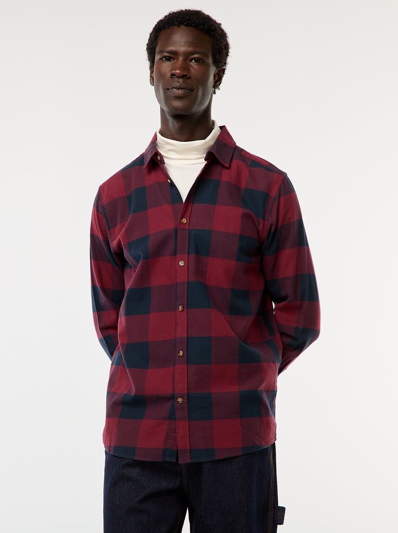Chemise regular à carreaux Rouge - Kiabi