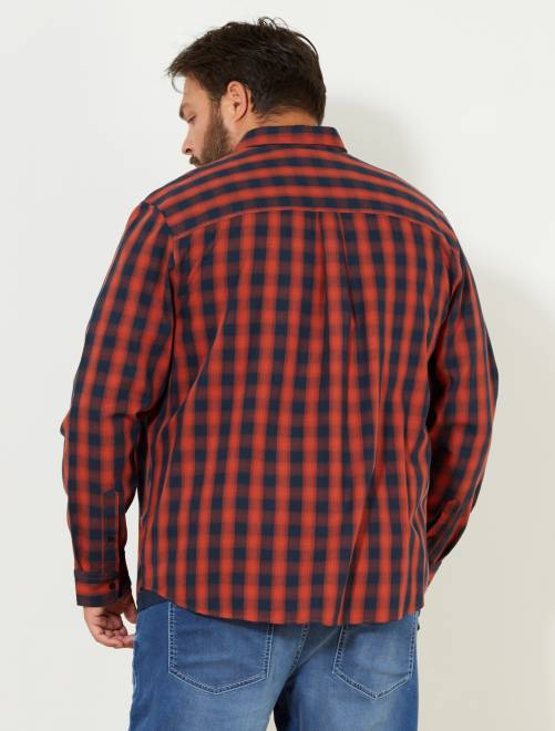 Chemise regular à carreaux Grande taille homme - rouge ...