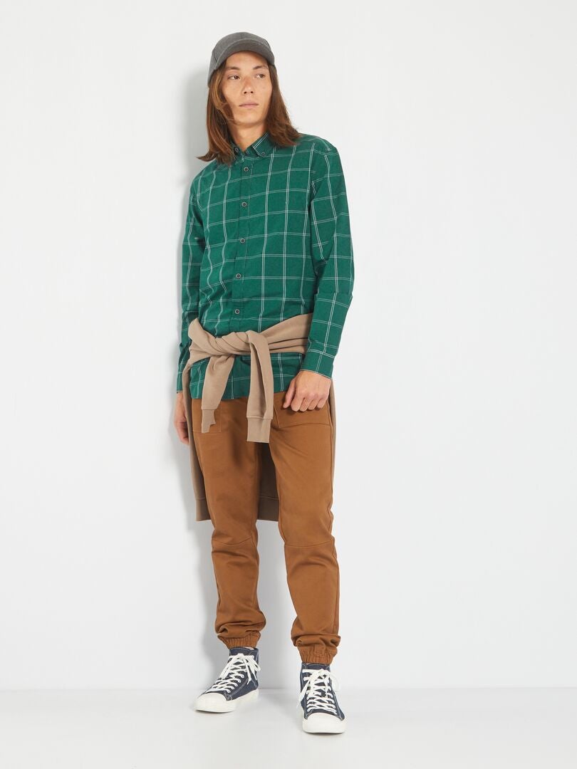 Chemise regular à carreaux Vert - Kiabi