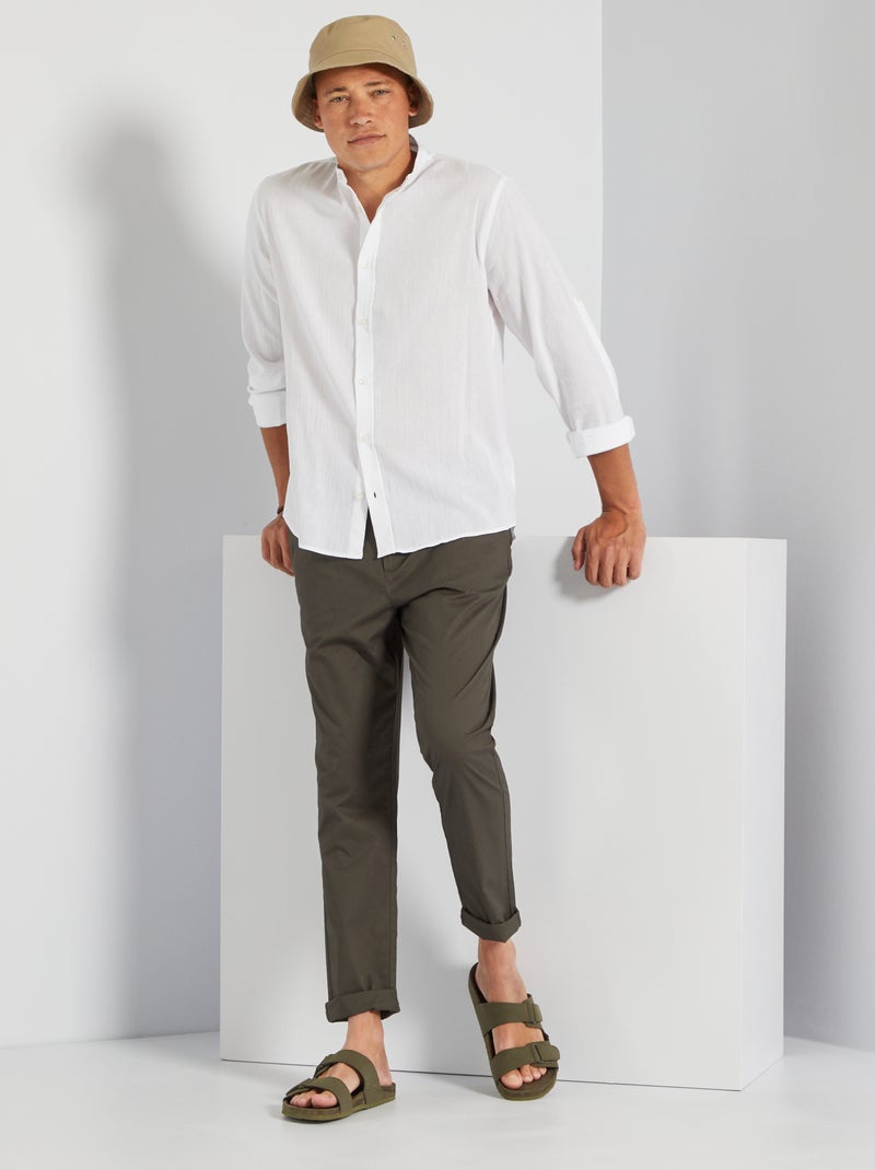 Chemise regular à col mao blanc - Kiabi