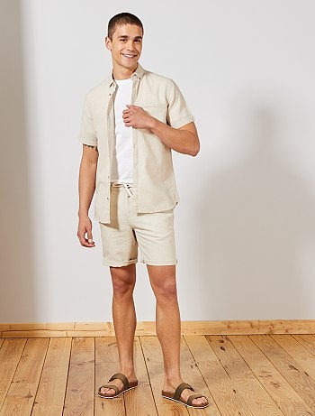 Chemise Homme Crème De Soie En Soie Métallisée Crème Motif Grec Taille M Neuve