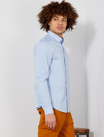 Chemise Homme EUC INC. Bleue 100% Coton Avec Accents Contrastés - Taille M - Occasion Très Bon état
