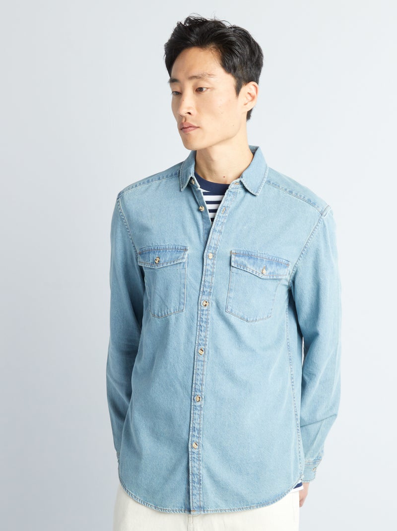 Chemise regular en jean Bleu - Kiabi