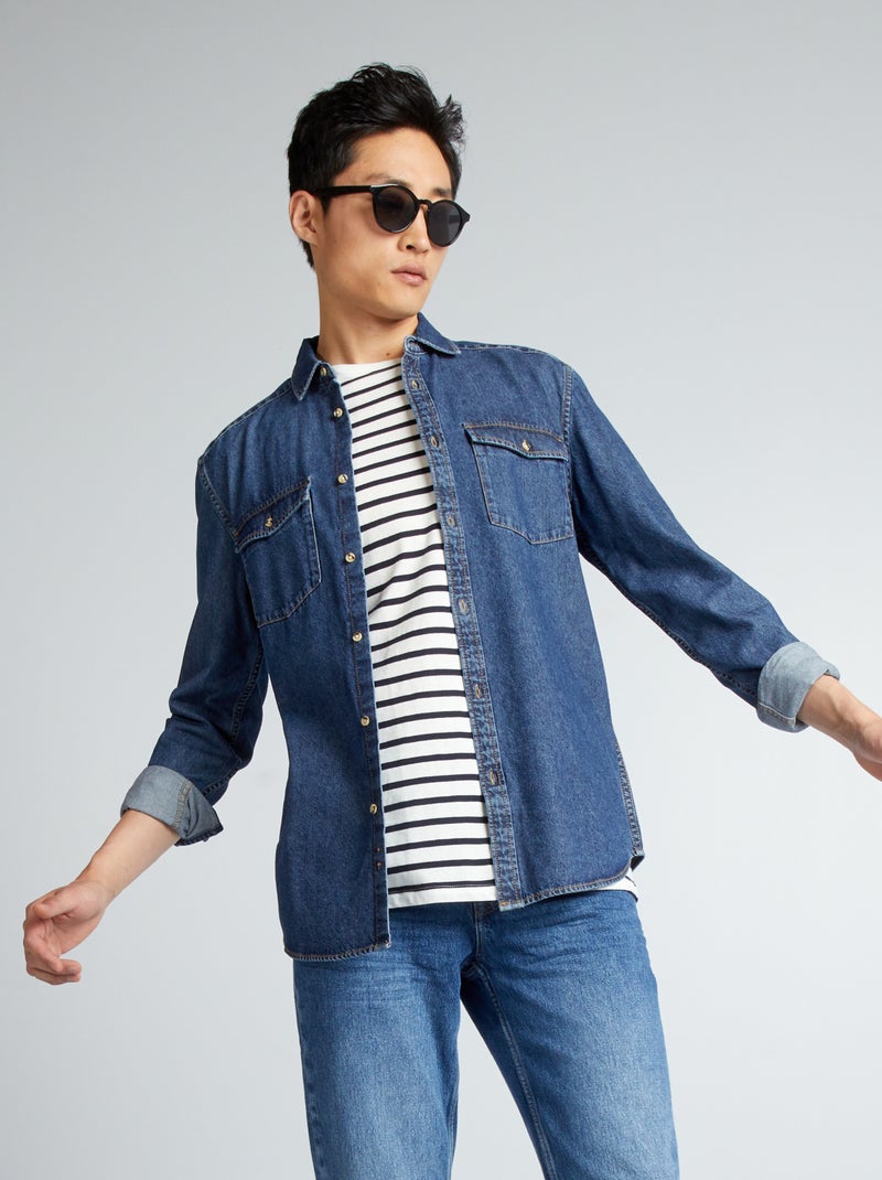 Chemise regular en jean Stone - Kiabi