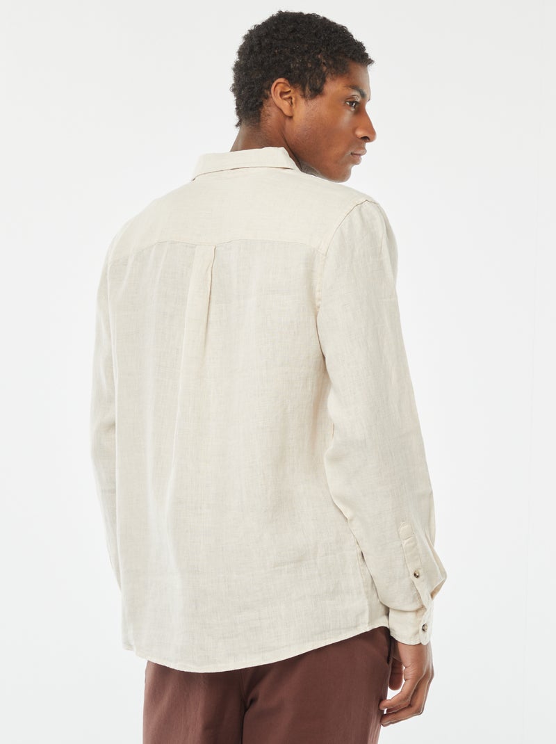 Chemise regular en lin Beige - Kiabi