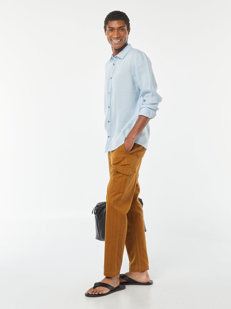Chemise regular en lin Bleu ciel - Kiabi
