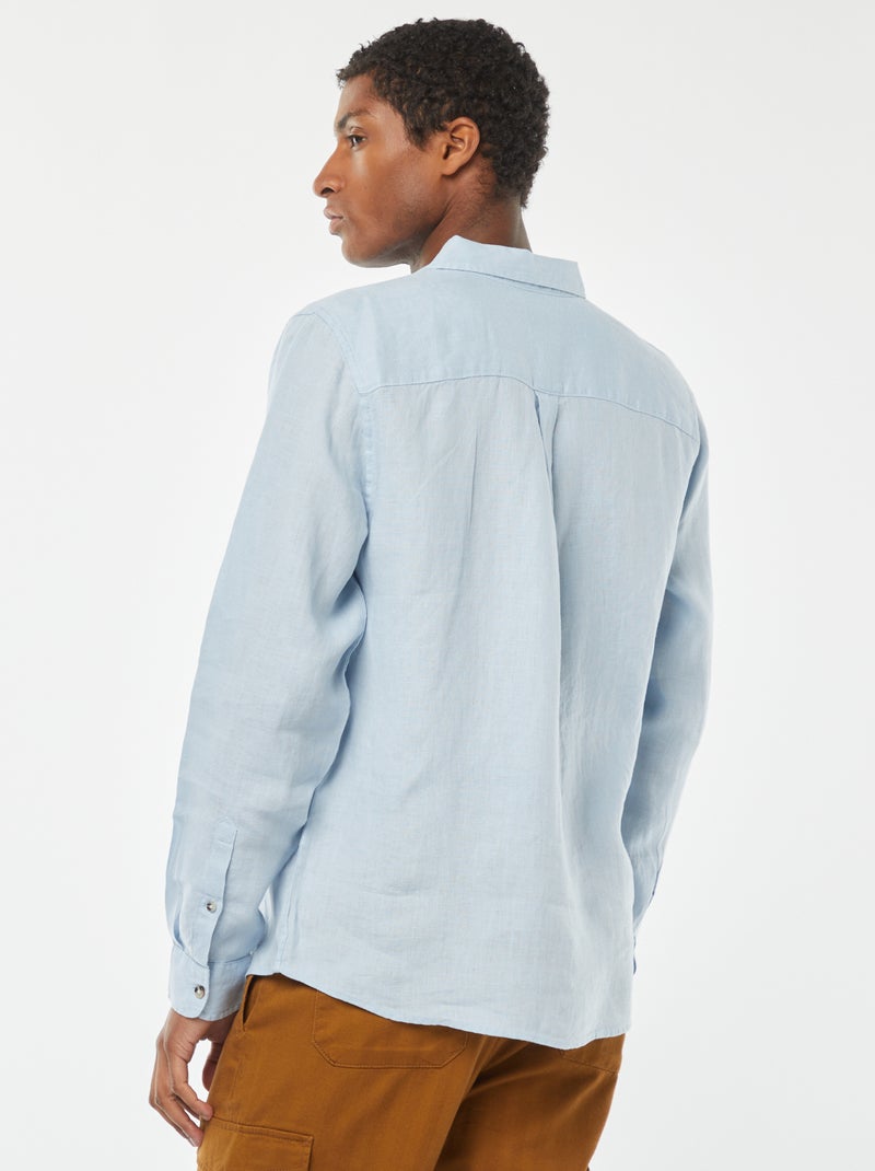 Chemise regular en lin Bleu ciel - Kiabi