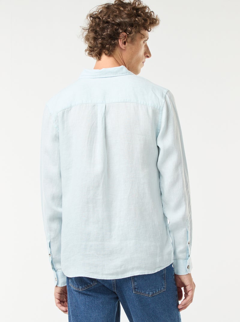 Chemise regular en lin Bleu - Kiabi
