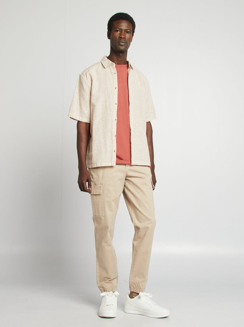Chemise regular en lin mélangé Beige - Kiabi