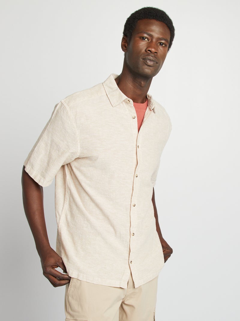 Chemise regular en lin mélangé Beige - Kiabi