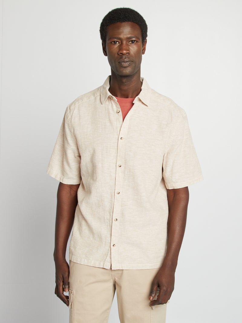 Chemise regular en lin mélangé Beige - Kiabi