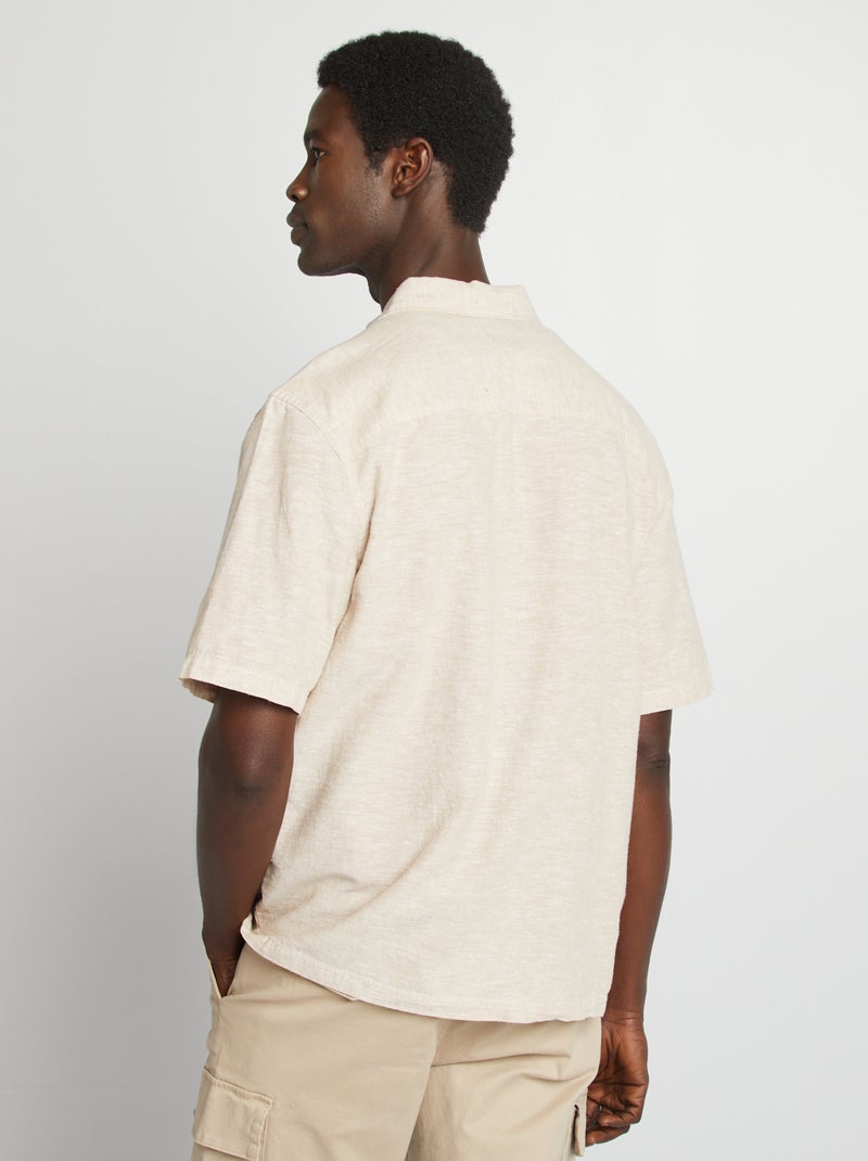 Chemise regular en lin mélangé Beige - Kiabi