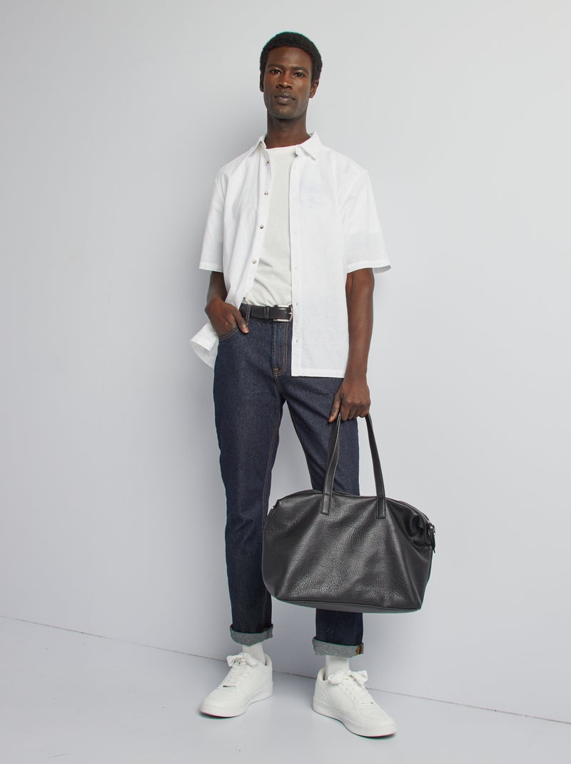 Chemise regular en lin mélangé blanc - Kiabi