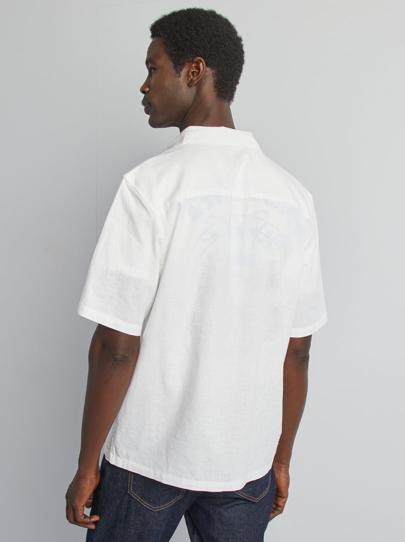 Chemise regular en lin mélangé blanc - Kiabi