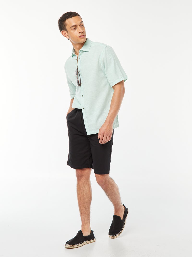 Chemise regular en lin mélangé VERT - Kiabi