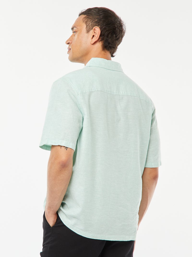 Chemise regular en lin mélangé VERT - Kiabi