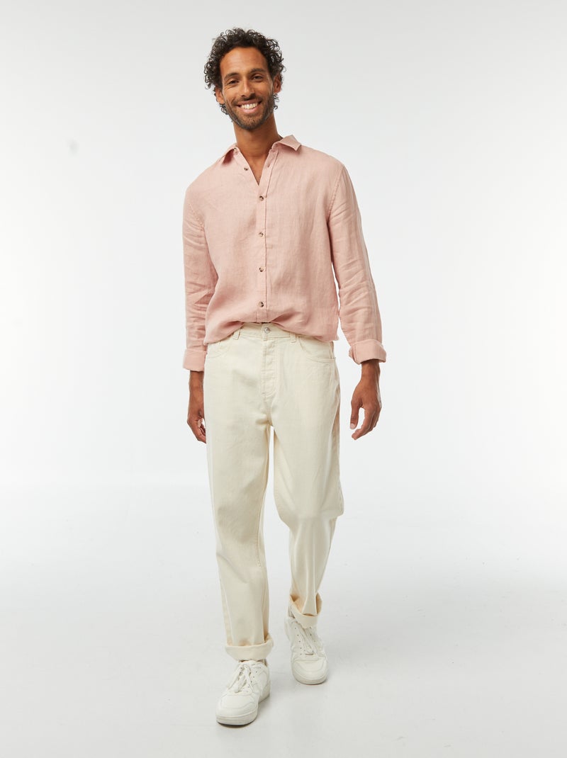 Chemise regular en lin Rose - Kiabi