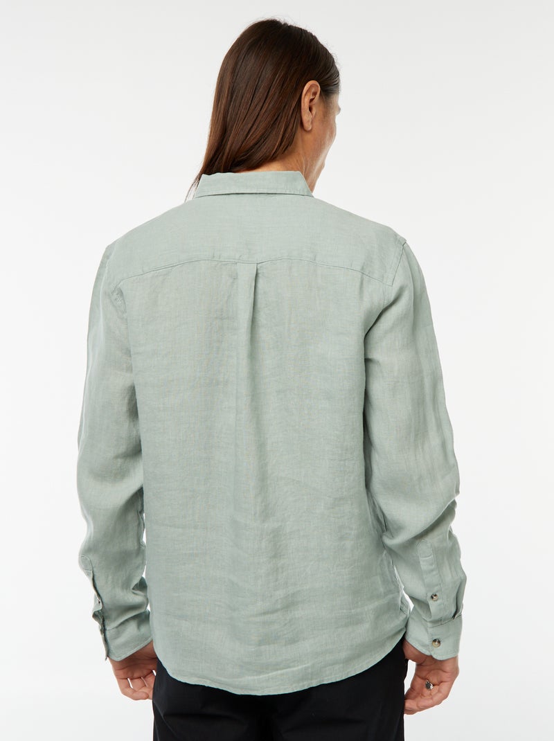 Chemise regular en lin Vert - Kiabi