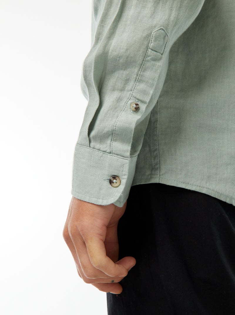 Chemise regular en lin Vert - Kiabi
