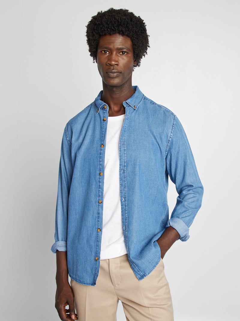 Chemise regular en lyocell Bleu - Kiabi