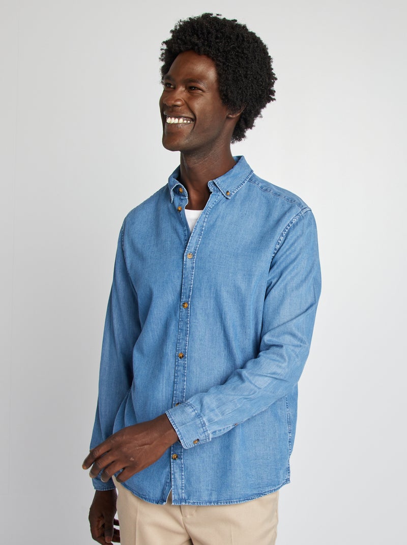 Chemise regular en lyocell Bleu - Kiabi
