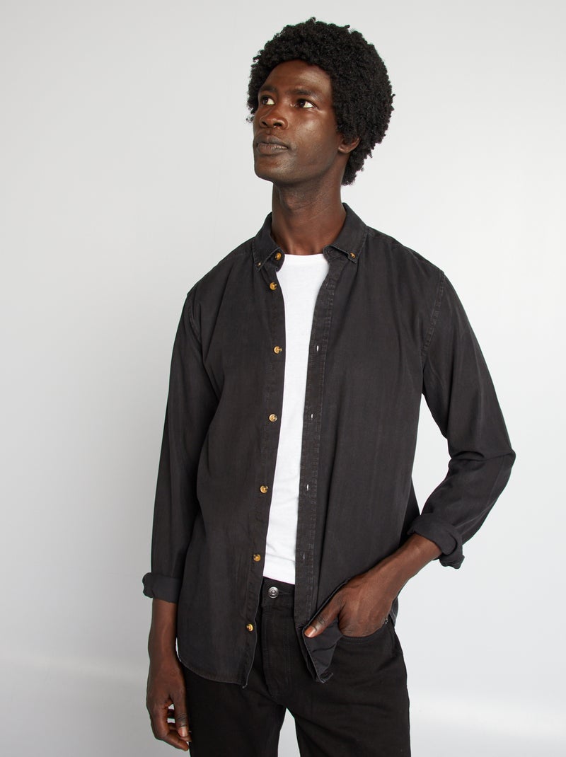 Chemise regular en lyocell Noir - Kiabi