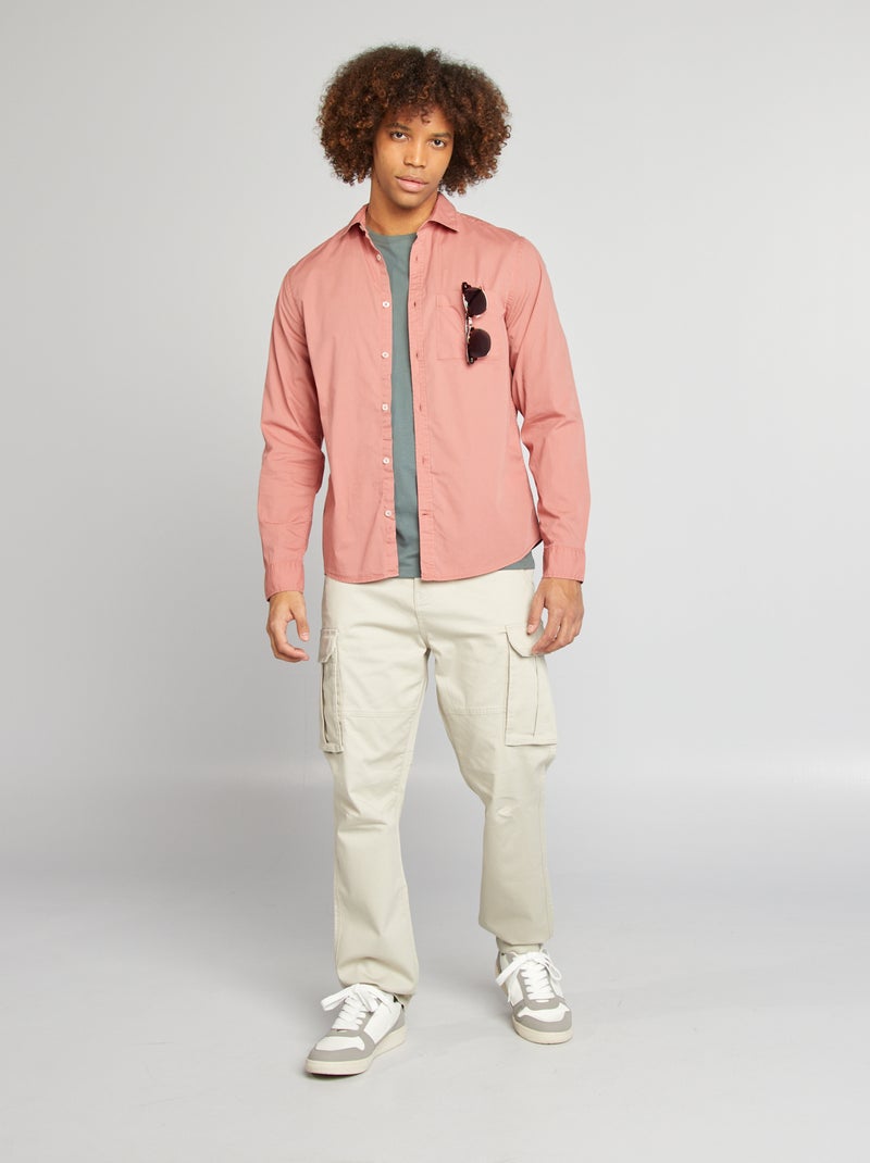 Chemise regular en popeline Rose - Kiabi