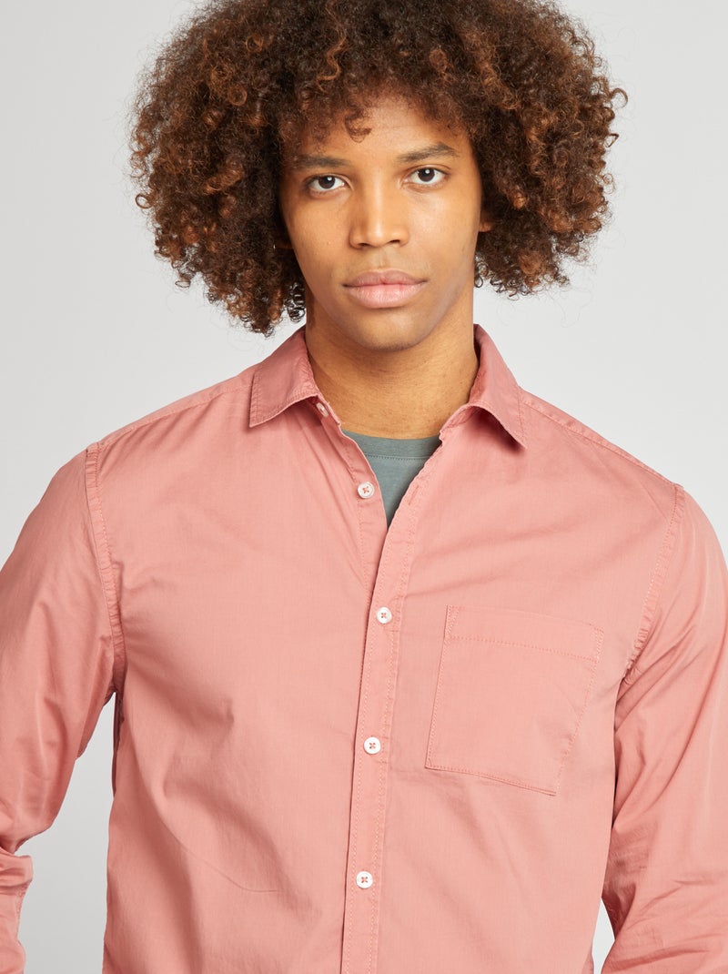 Chemise regular en popeline Rose - Kiabi