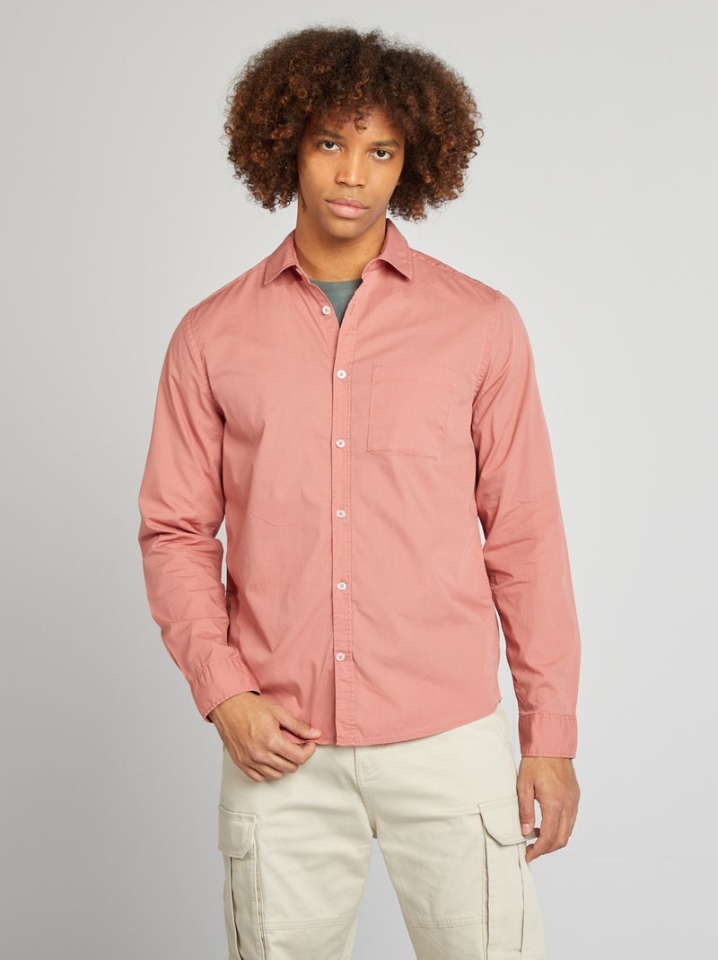 Chemise regular en popeline Rose - Kiabi