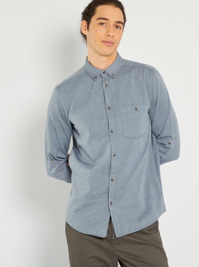 Chemise regular fit chevron bleu - Kiabi