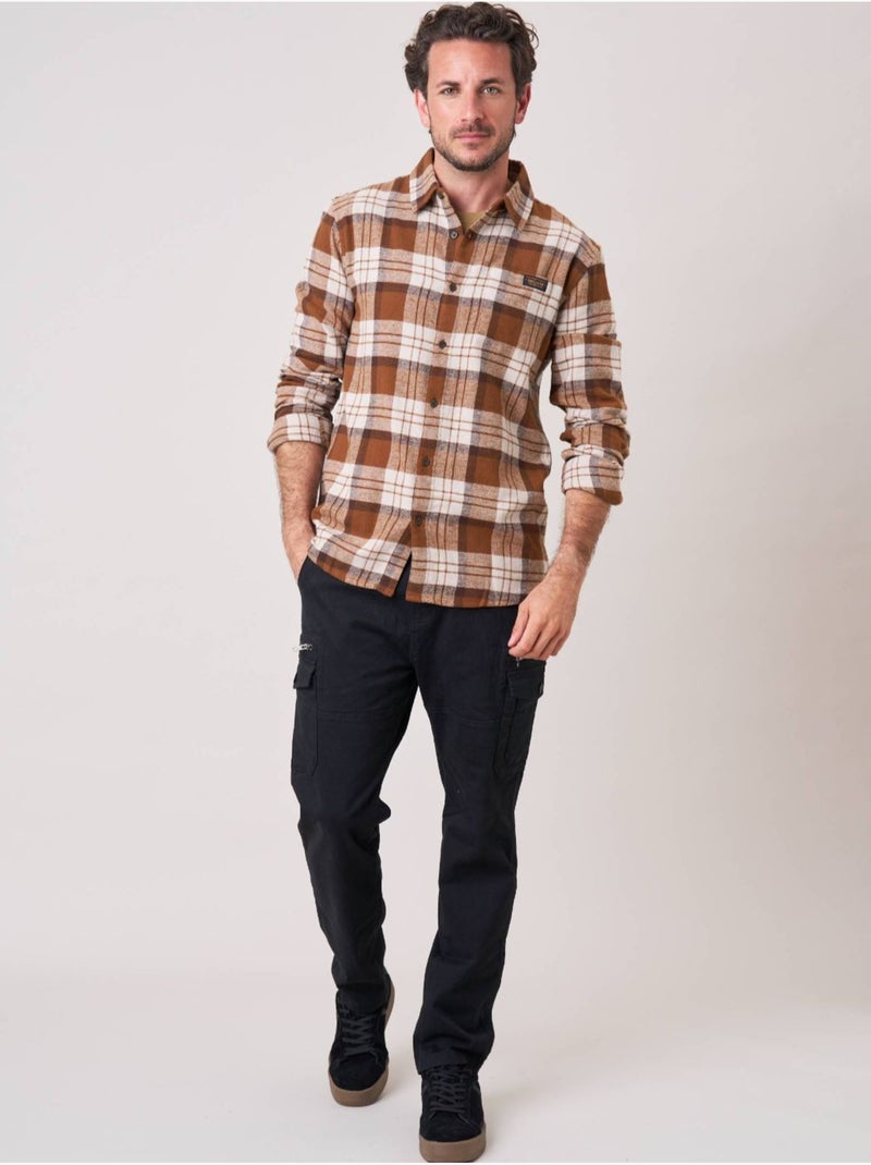 Chemise regular homme à carreaux en 100% coton 'Deeluxe' Marron - Kiabi