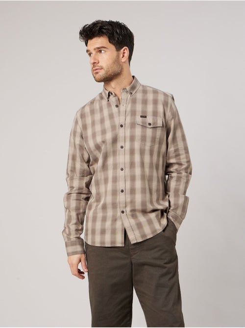 Chemise regular homme à carreaux en flanelle 100% coton 'deeluxe' - Kiabi