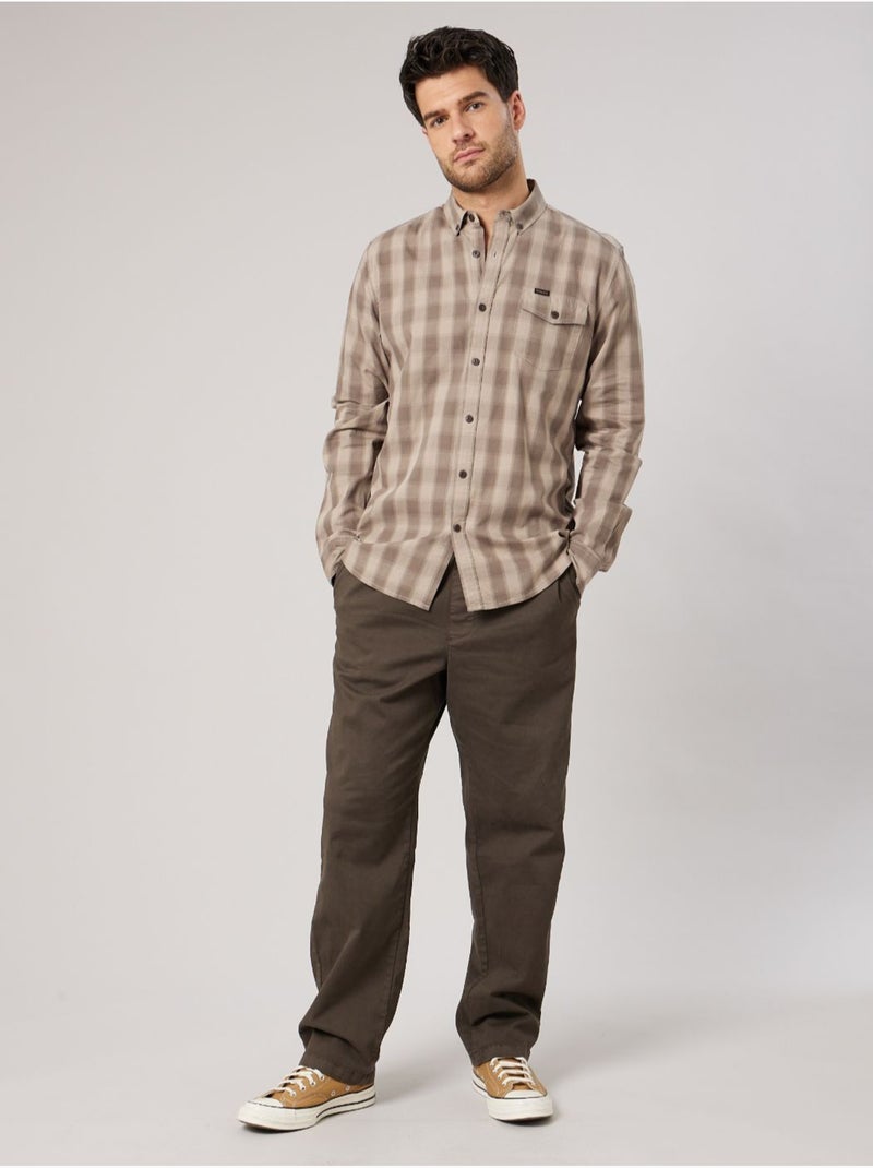 Chemise regular homme à carreaux en flanelle 100% coton 'Deeluxe' Beige - Kiabi