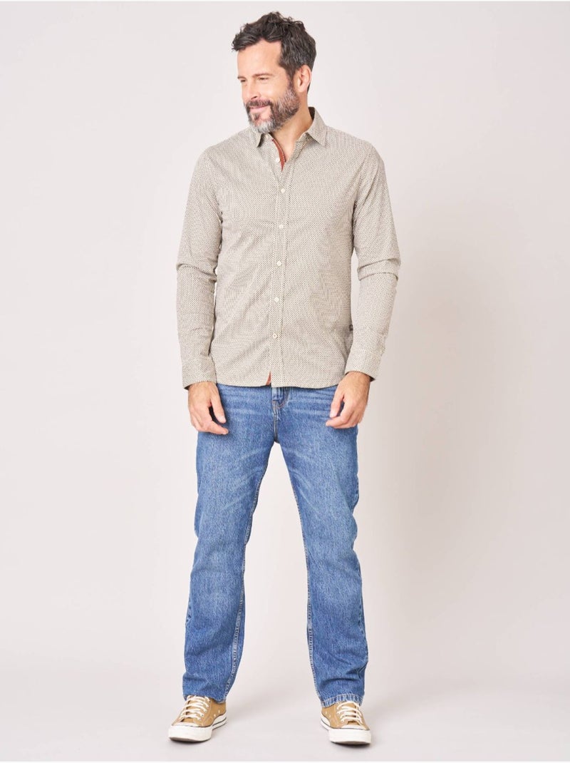 Chemise regular homme en coton imprimée 'Deeluxe' Beige foncé - Kiabi