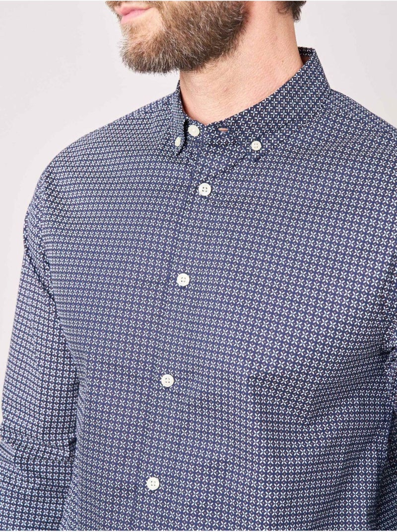 Chemise regular homme motif géométrique 'Deeluxe' Bleu nuit - Kiabi