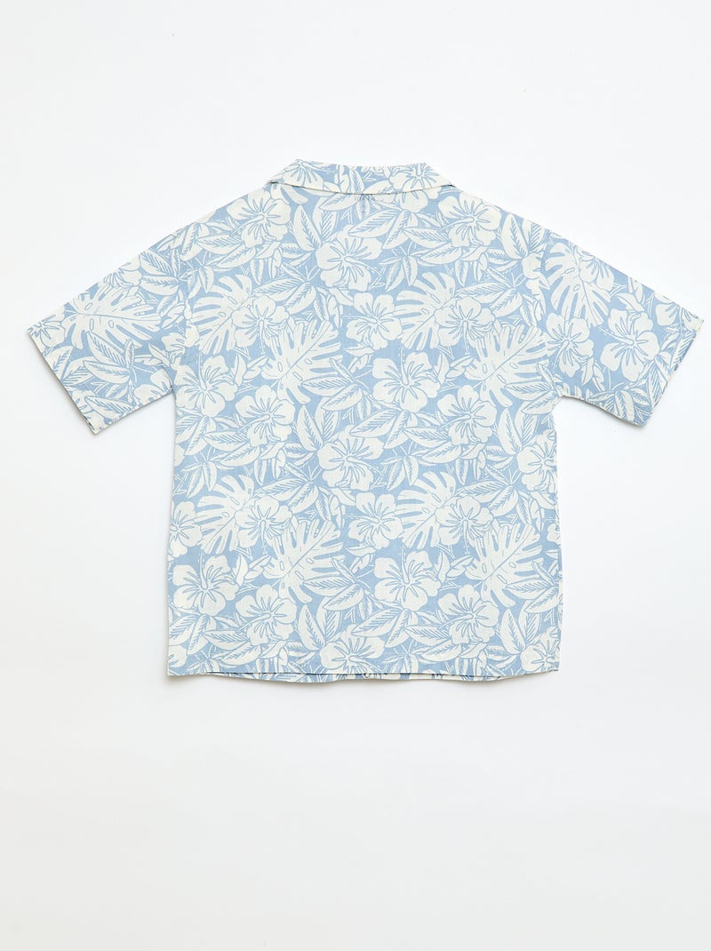 Chemise regular manches courtes en coton Bleu - Kiabi