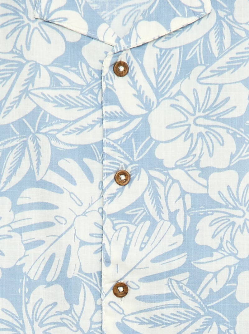 Chemise regular manches courtes en coton Bleu - Kiabi