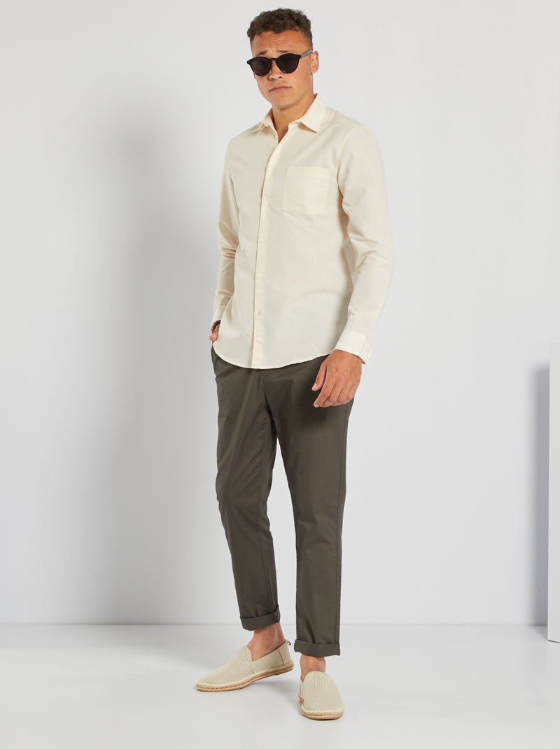 Chemise regular micro-rayures Jaune - Kiabi