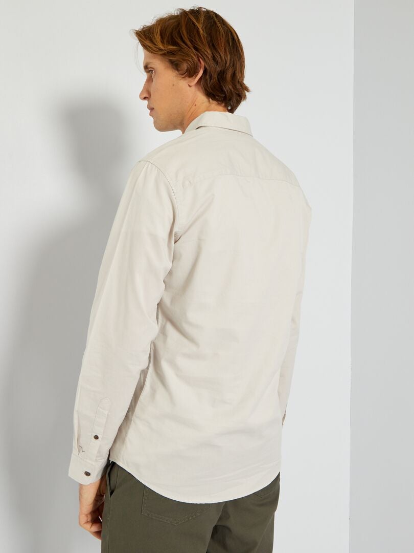 Chemise regular twill de coton gris beige - Kiabi