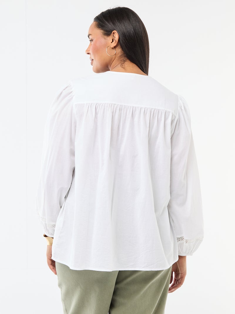Chemise romantique en coton Blanc - Kiabi