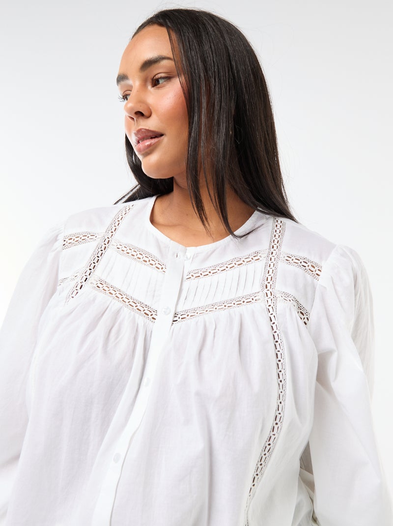 Chemise romantique en coton Blanc - Kiabi