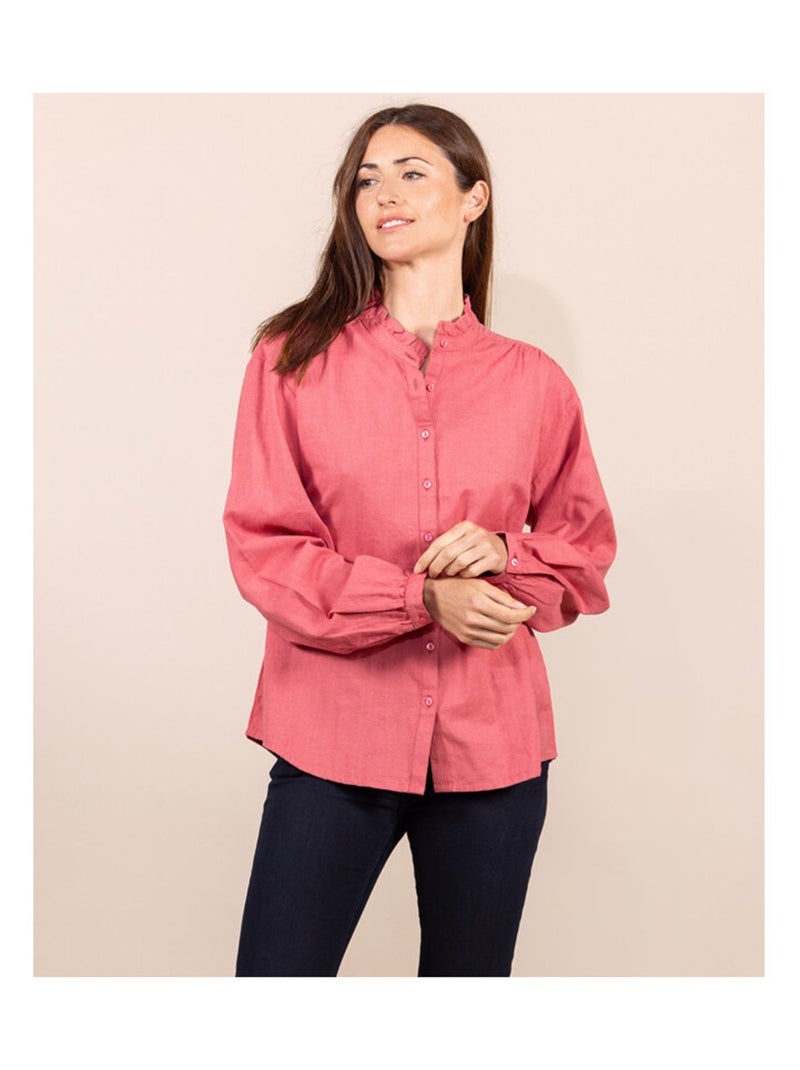 Chemise rose col montant Femme Rose - Kiabi