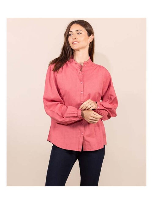 Chemise rose col montant Femme - Kiabi