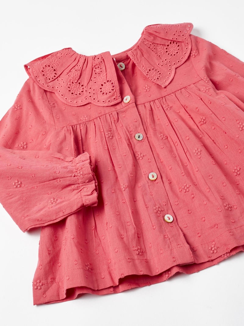 Chemise rose pour bébé fille manches longues SPRING BEGINS Rose foncé - Kiabi