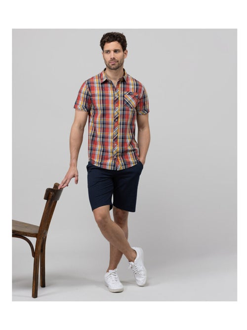 Chemise rouge manches courtes à carreaux Homme - Kiabi
