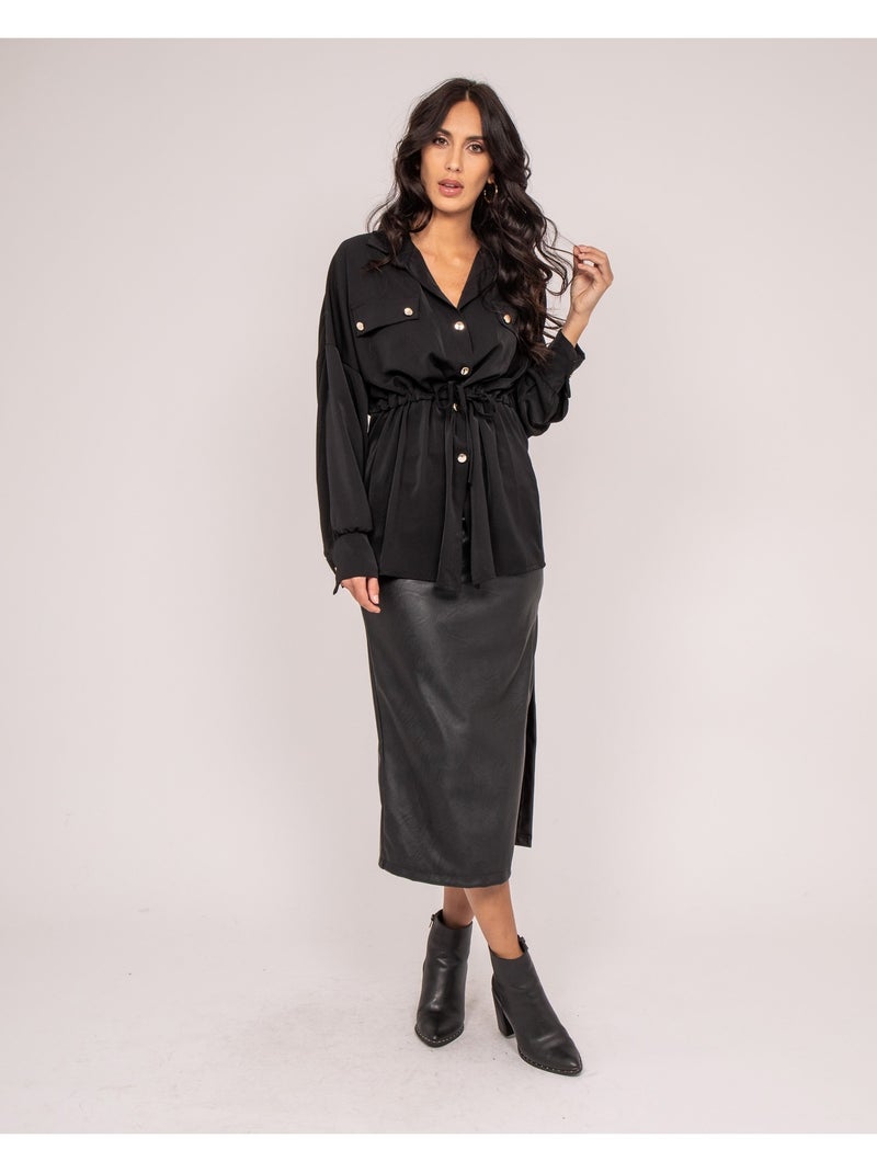 Chemise saharienne orelle Noir - Kiabi