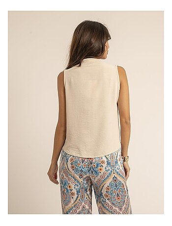 Chemise sans manches col jabot ODESSA