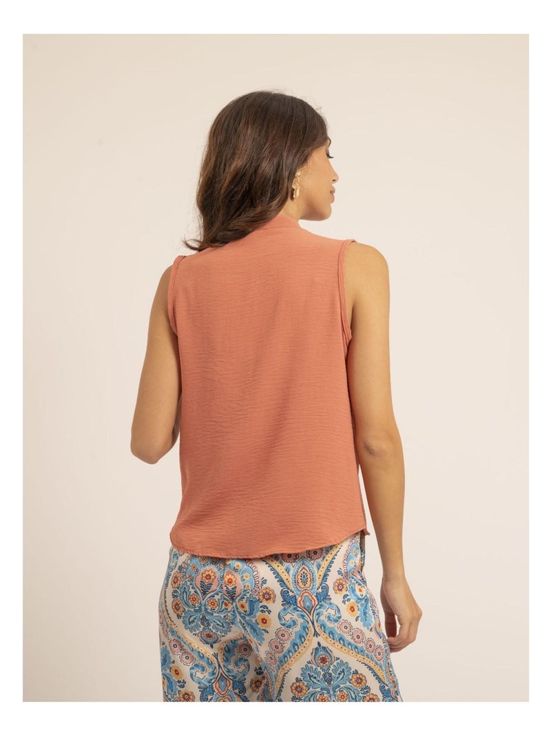 Chemise sans manches col jabot ODESSA Rose - Kiabi